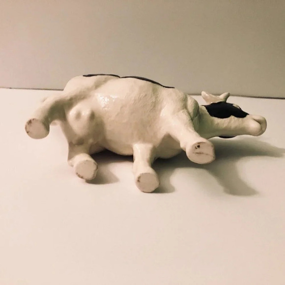 Vintage Ceramic Cow Creamer Figurine 7  Inch Long Holstein - Picture 8 of 13
